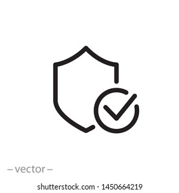 protection shield icon, quality guarantee, shield secure logo, safe protect , thin line symbol for web and mobile phone on white background - editable stroke vector illustration eps10