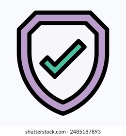 Protection Shield Icon, Security, Secure icon, Isolated Lineal Color Vector Icon.