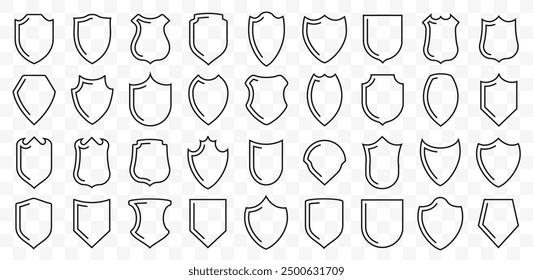 Protection shield icons. Set of shield icons in black. Vector illustration