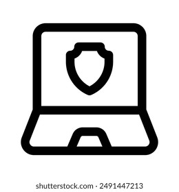 Escudo de protección dentro del portátil que denota el icono de un portátil seguro, seguridad del equipo