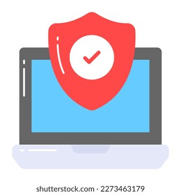 Protection shield with laptop, vector design of laptop security