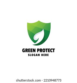 Protection Shield Leaves Gradient Icon Logo Illustration