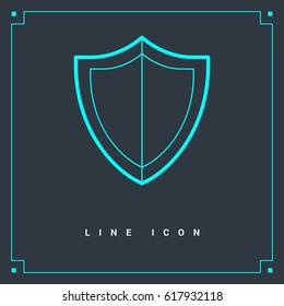 Protection shield line vector icon
