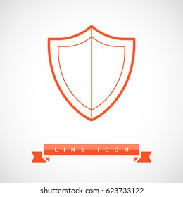 Protection shield line vector icon