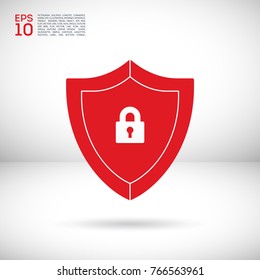 Protection shield line vector icon