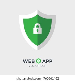 Protection Shield With Lock Line Vector Icon