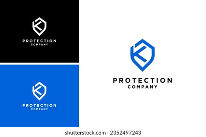 Protection Shield Logo Design With Letter K And Security Vector