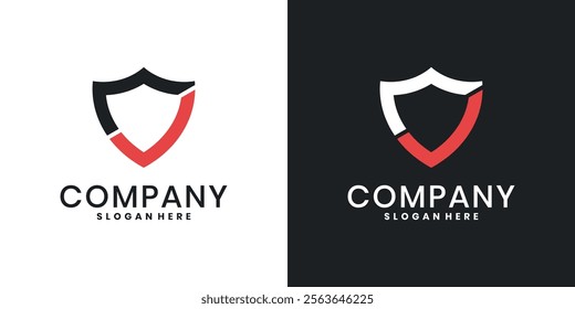 Protection shield logo design, shield and red check mark