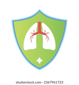 protection shield logo icon design on lung organ