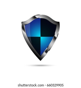 Protection shield with metal edging, isolated object