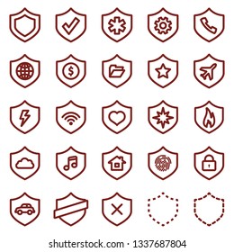 protection shield - minimal thin line web icon set. simple vector illustration outline. concept for infographic, website or app.