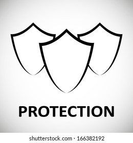 Protection shield modern concept design poster isolated on white