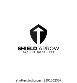 Protection shield with negative up arrow logo design