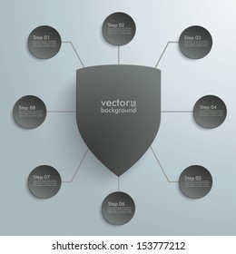 Protection shield on the grey background. Eps 10 vector file.