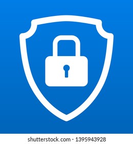 Protection shield with security lock for safety vector icon symbol 3