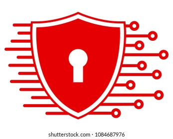 Protection shield technology icon, cyber security for web – stock vector