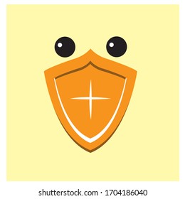 Protection shield, vector flat cartoon illustration
