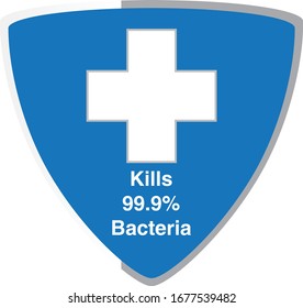 Protection Shield Vector: Healthcare medical protection shield - Kills 99.9% bacteria