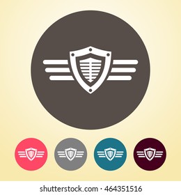 Protection Shield With Wings Icon in round shape.