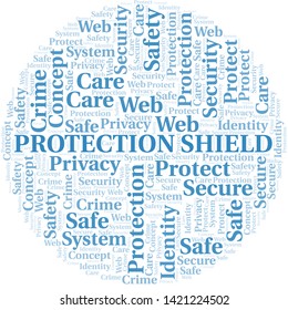 Protection Shield word cloud. Wordcloud made with text only.