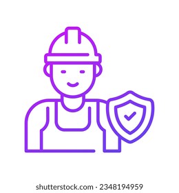 Protection shield with worker avatar, worker protection, worker insurance vector design