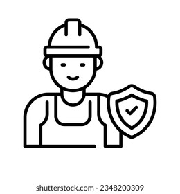 Protection shield with worker avatar, worker protection, worker insurance vector design