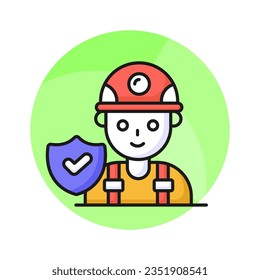 Schutzschild mit ArbeiterAvatar, Arbeitnehmerschutz, Arbeitsversicherungsvektordesign