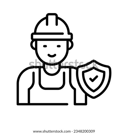 Protection shield with worker avatar, worker protection, worker insurance vector design