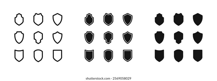 Protection shields set. Shield icons set. Shield vectors