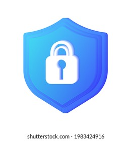 Protection sign on the shield. Cyber Protection, antivirus. Internet database, backup server. Limited access, control pass, privacy settings. Database with password cloud server. Web banner