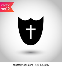 Protection sign. Shield icon. Guard symbol. Eps 10 flat vector icon