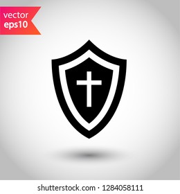 Protection sign. Shield icon. Guard symbol. Eps 10 flat vector icon