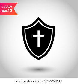 Protection sign. Shield icon. Guard symbol. Eps 10 flat vector icon