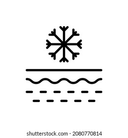 Protection of Skin Frostbite Line Icon. Effect of Skin Cold Linear Pictogram. Barrier from Cooling Concept Outline Icon. Snowflake on Skin Layer. Editable Stroke. Isolated Vector Illustration.