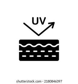 Protection Skin of UV Rays Silhouette Icon. Reflect Ultraviolet Radiation from Skin Black Pictogram. Block Solar Light Icon. Skin Care Concept. Isolated Vector Illustration.