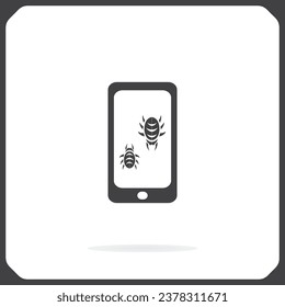 Protection of the software, protection of the system against computer viruses. Virus design over gray background, vector illustration