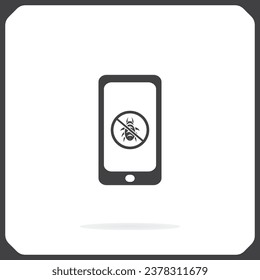 Protection of the software, protection of the system against computer viruses. Virus design over gray background, vector illustration