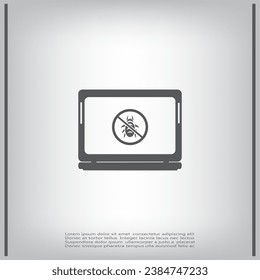 Protection of the software, protection of the system against computer viruses. Virus design over gray background, vector illustration