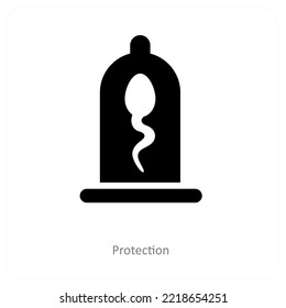 concepto de icono de protección y esperma