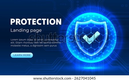 Protection sphere shield with hexagon, cyber protect ball. Vector illustration