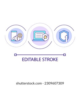 Protection from spyware loop concept icon. Cyber security improvement. Antivirus program abstract idea thin line illustration. Isolated outline drawing. Editable stroke. Arial font used