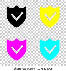protection success. simple icon. Colored set of cmyk icons on tr