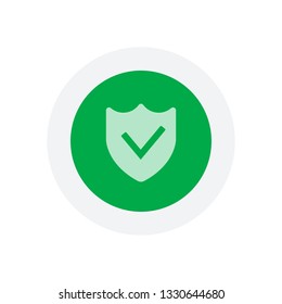 protection success. simple icon. Icon in colored circle with gray bold border. Web button, modern flat design