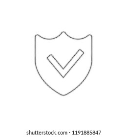 protection success. simple icon. Dotted outline silhouette with shadow on white background