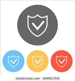 protection success. simple icon. Set of white icons on colored c