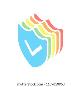 protection success. simple icon. Stack of colorful isometric icons on white background