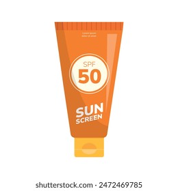 Protection sunscreen isolated on white background. Sunscreen tube. Vector stock