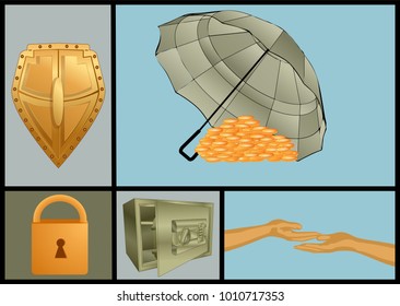 protection symbols set. vector concept safety elements