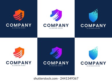 protection system logo collection, cyberspace , shield , logo design template.