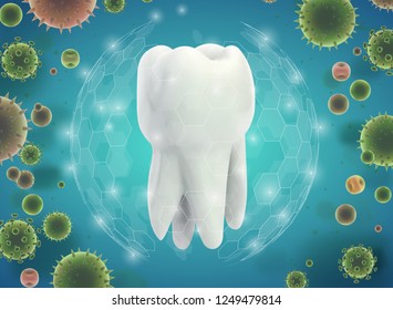 protection of teeth from caries and diseases. vector template